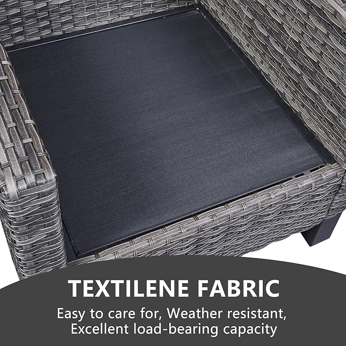 Belord Wicker Patio Furniture 5 Piece Outdoor Sofa Set, Oversize Outdoor Dining Chairs with Rattan Ottomans, Conversation Sets Patio Furniture Come with Removable Washable Cushion Grey Belord