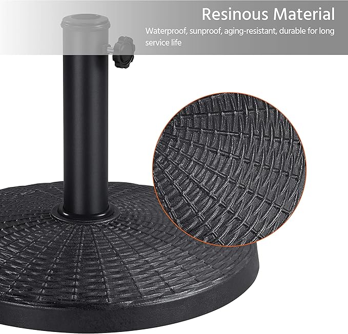 Yaheetech 22 lbs Heavy Duty Outdoor Umbrella Base 18" Round Patio Umbrella Stand Market Umbrella Base for Garden & Lawn, Black Yaheetech