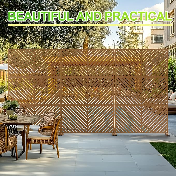 Outdoor Privacy Screen,72" H×47" W Metal Privacy Screen, Freestanding Privacy Fence Panels for Patio FENCY