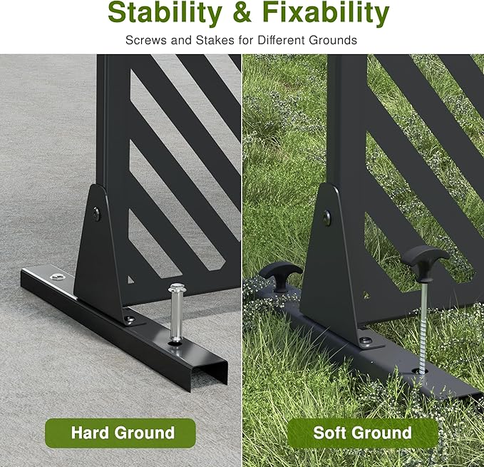 Casaphoria Metal Privacy Screen Outdoor, 72" H x 47" W Freestanding Decorative Privacy Screen for Patio Deck Balcony Garden with Stable Base, Black Zodiac Casaphoria