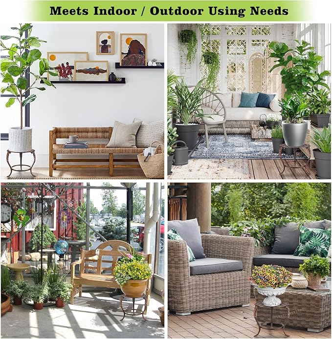 OwnMy Heavy Duty Cast Iron Plant Stand Vintage Wrought Iron Flower Pot Holder, Decorative Round Potted Plant Holder Rack, Indoor Outdoor Metal Large Plant Stand for Patio Home Garden, Red Bronze OwnMy