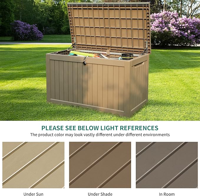 YITAHOME 230 Gallon Outdoor Storage Deck Box, Weather-Resistant Resin, Versatile for Patio Furnishings, Outdoor Cushions, Garden Tools, and Sports/Pool Gear, Taupe YITAHOME