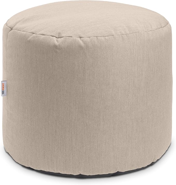 Jaxx Spring Indoor/Outdoor Bean Bag Pouf Ottoman, Sunbrella Flax Jaxx