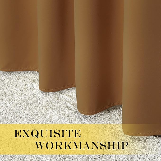NICETOWN Blackout Curtain for Living Room 95 inch Length - Sound Reducing Grommet Thermal Insulated Room Darkening Window Treatment for Bedroom (Gold Brown, 1 Panel, W52 x L95) NICETOWN