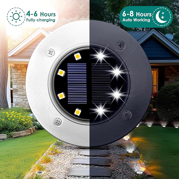 SOLPEX Solar Lights Outdoor Waterproof, 20 Pack Solar Ground Lights, Solar Garden Lights Landscape Lighting for Pathway Driveway Patio Backyard Walkway (Cool White) Solpex