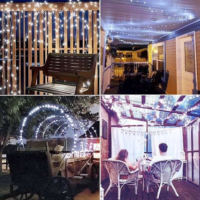 Joomer Solar Fairy Lights, 2-Pack Total 80FT 240LED Solar String Lights Outdoor Waterproof 8 Lighting Modes for Patio Fence Party Garden Yard Home Holiday Tree Outdoor Decoration (White) Joomer