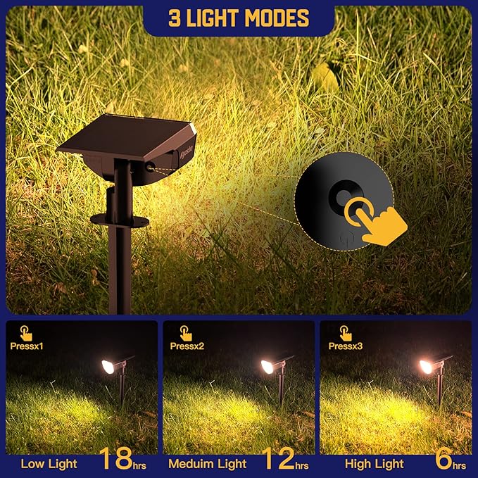 Kyosho Solar Outdoor Lights Waterproof IP67, 38 LEDs Solar Spot Lights Outdoor, 2-in-1 Landscape Spotlight with 3 Modes for Lawn, Pathway, Yard, Pool, 4 Pack Kyosho
