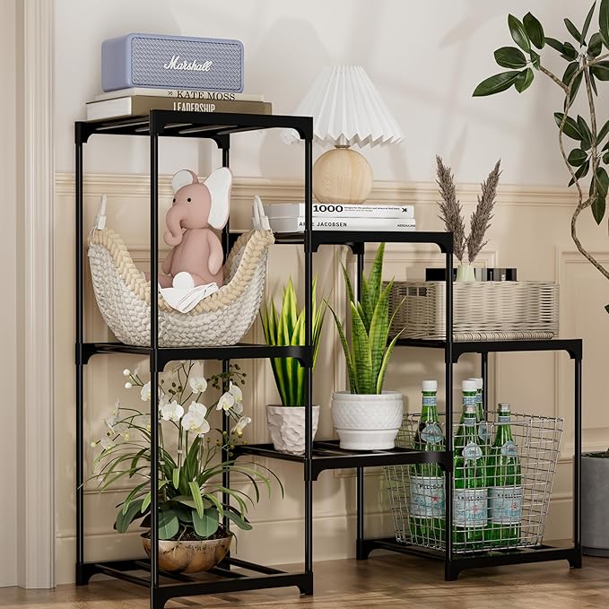 Plant Stand Indoor Plant Shelf Outdoor Metal Plant Rack for Multiple Plants 7 Pots Ladder Plant Pot Holder for Living Room Patio Garden Home Decor PPN