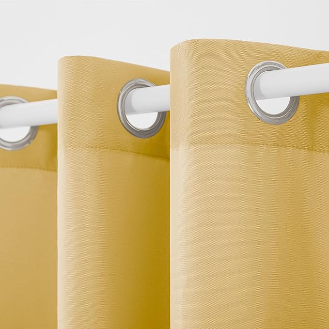 TOWN & COUNTRY BASICS Cabana Solid Heavyweight Indoor Outdoor Curtains, Light Filtering Opacity with Grommet Top, Water Repellent, 2-Pack Set, 54"x84", Sundress Yellow TOWN+%26+COUNTRY+BASICS