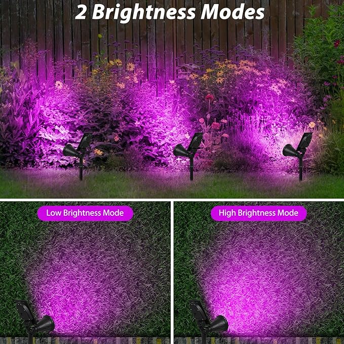 T-SUN [2 Pack] LED Solar Spotlights, Waterproof Outdoor Security Landscape Lamps, Auto-on/Auto-Off by Day, 180 Angle Adjustable for Tree, Patio, Yard, Garden, Driveway, Stairs, Pool Area(Purple) T-SUN