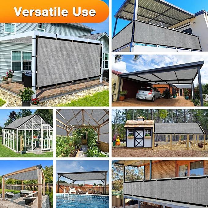 Artpuch Outdoor Pergola Shade Cover 8x12 FT Sun Shade Cloth with Grommets Light Grey 90% UV Protection Canopy Patio Privacy Screen (Customized Available) Artpuch