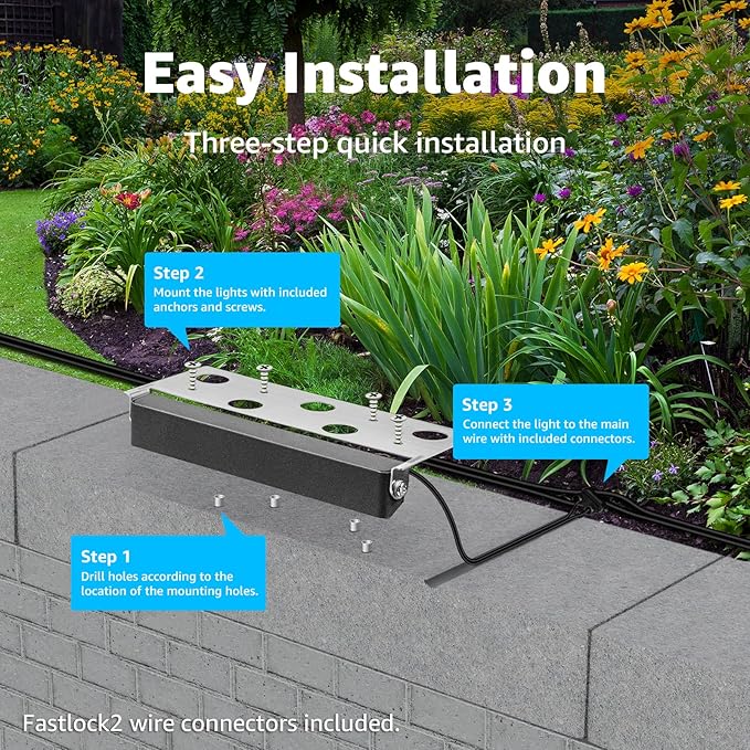SUNVIE 8-Pack 7 Inch Retaining Wall Lights 5W LED Waterproof Hardscape Lighting 12V Low Voltage Step Lights Outdoor Landscape Lighting with Connectors 3000K Warm White Paver Lights, ETL Listed Cord SUNVIE