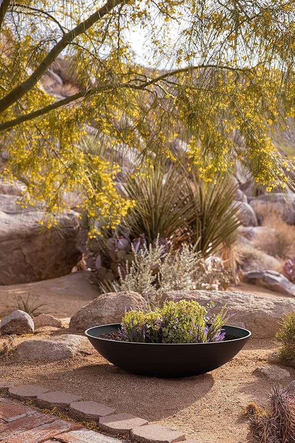 Veradek Mason Series Lane Bowl Planter| for Indoor or Outdoor Tabletops/Gardens |Made from Plastic-Stone Composite with Drainage Holes|Modern Décor for Flowers, Succulents, Small Plants VeradekOutdoor