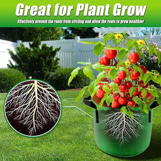 10 Gallon Grow Bags, 7 Pack Colorful Fabric Plant Pots with Handles for Garden and Outdoor Planting Sinimaka