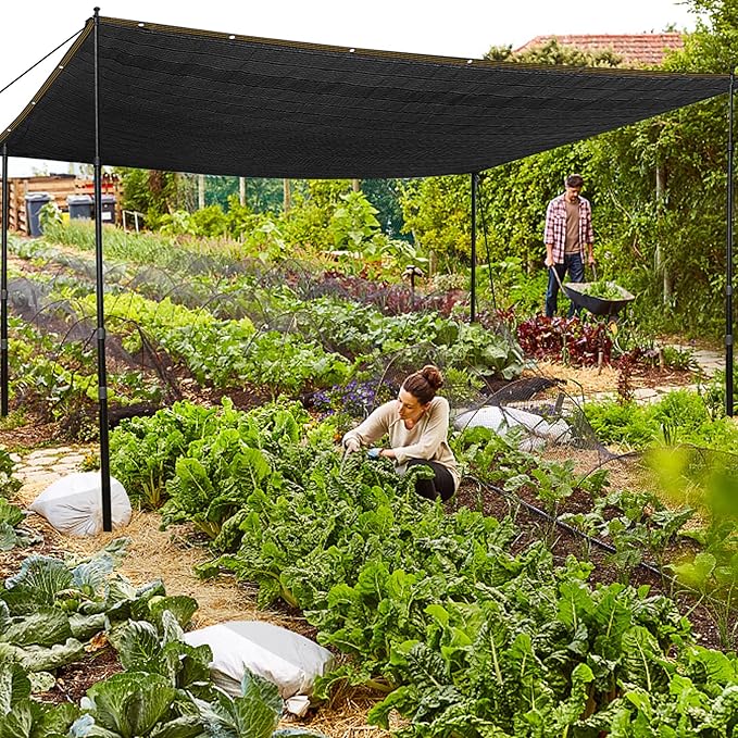QLOFEI 18x30 FT Shade Cloth for Garden, 80-90% Sunblock Shade Neting Cover with Grommets, Sun Screens for Patio Plants Greenhouse, Shade Sails for Kennel Chicken Coop Pergola Outdoor QLOFEI