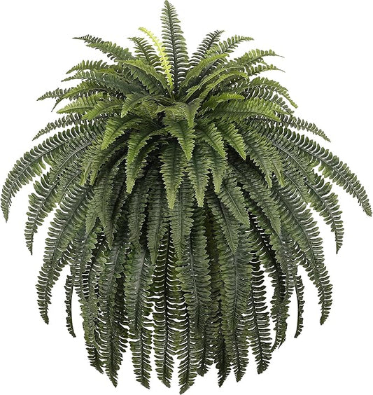 68" Artificial Ferns for Outdoor, UV Resistant Giant Faux Boston Fern Bush with 92 Fronds, Large Fake Plants Fade Resistant for Porch Patio Garden Home Decor ForestPrince
