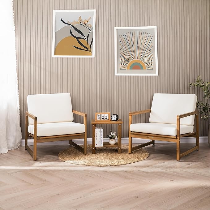 Double Adirondack Side Table, Weather-Resistant Rectangular End Table for Patio, Garden, Lawn, and Living Room. Ideal as a Stylish Indoor and Outdoor Side Table Companion, Natural VICTORYRELAX
