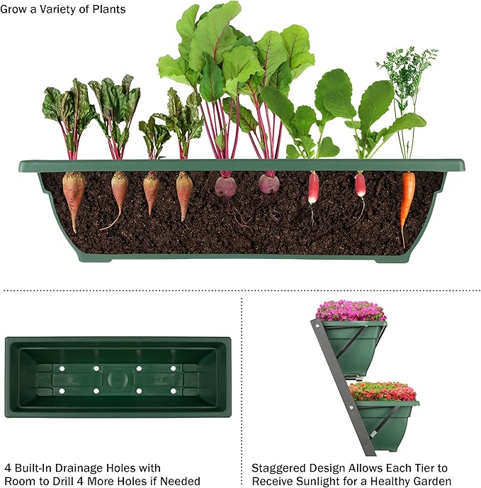Raised Garden Beds - 5 Tier Vertical Garden Planter - Planters for Outdoor Plants - Gardening and Greenhouse Accessories by Pure Garden (Green) PureGarden