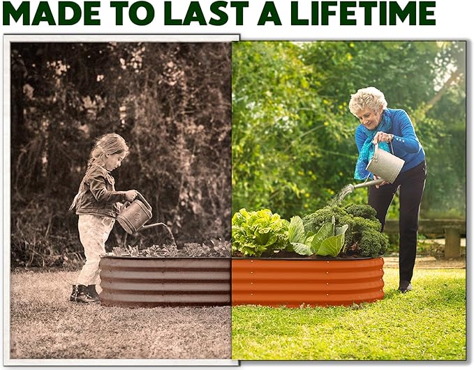 Plant & Plot Galvanized Raised Garden Beds Outdoor // 4×2×1 ft Planter Raised Beds for Gardening, Vegetables, Flowers (Orange) // Large Metal Garden Box PlantPlot