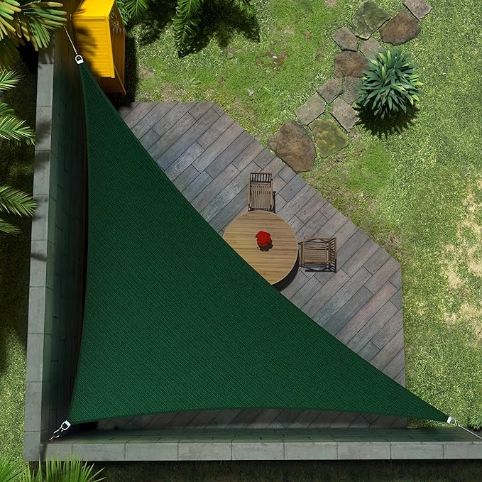 Amgo Custom Size 14' x 21' x 25.2' Green Right Triangle Sun Shade Sail Order to Make Canopy Awning UPF50+ AGSLT, 95% UV Blockage, Water & Air Permeable, 200GSM Commercial Standard (We Customize) Amgo
