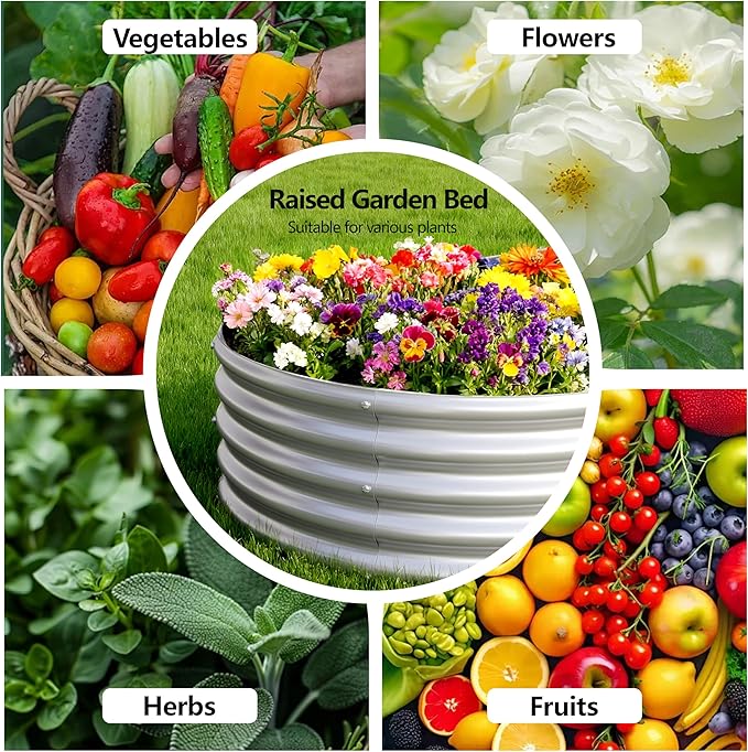2PCS 4x2x1FT Galvanized Raised Garden Bed Kit,Vegetable Boxes-Oval Metal Flower Box,Large Planter Raised Beds Outdoor Garden for Planting,Fruit,Herb-Silver Yortrek