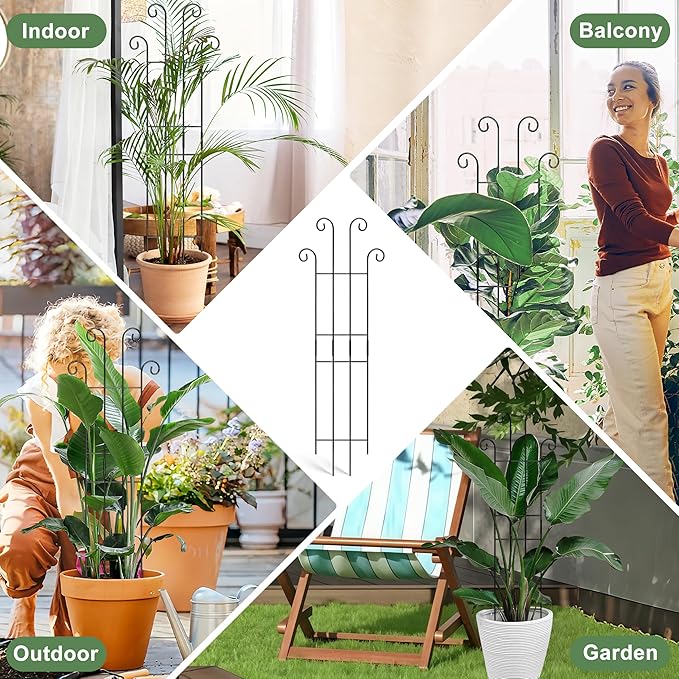 Coomin 32.6in Monstera Plant Support Stakes for Outdoor Plants, Garden Trellis for Climbing Plants, Metal Stakes for Potted Plants Pothos Plant Climber Support, 2P COOMIN