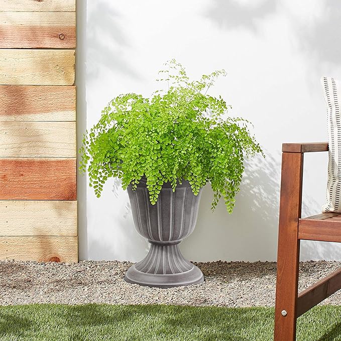 Arcadia Garden Products PL20WW Indoor/Outdoor Classic Traditional Plastic Urn Planter, Whitewash, 10" x 12", White Wash Rootora