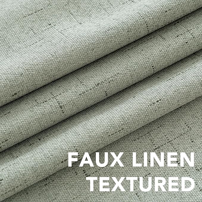 H.VERSAILTEX Linen Blackout Curtains Durable Thick Textured Linen Look 100% Blackout Patio Door Curtain Anti Rust Grommet Extra Wide Sliding Door Curtain Panel, W100 x L108 inch - Sage HVERSAILTEX