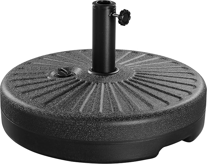 Yaheetech Umbrella Base 85.7lbs Round Water & Sand Filled Patio Outdoor Umbrella Stand with Steel Umbrella Holder Suit for Dia 1.5'' or 1.9'' Umbrella Pole, Black Yaheetech