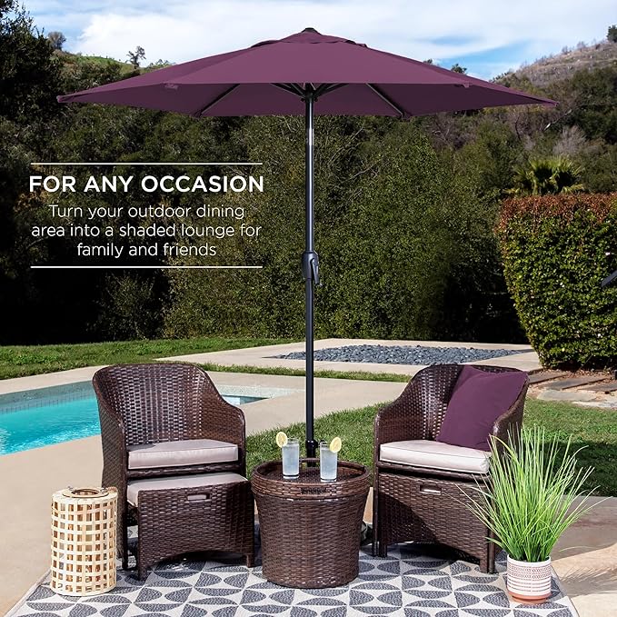 Best Choice Products 7.5ft Heavy-Duty Round Outdoor Market Table Patio Umbrella w/Steel Pole, Push Button Tilt, Easy Crank Lift - Amethyst Purple BestChoiceProducts