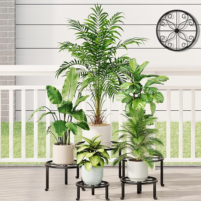 5 Pack Metal Plant Stand Heavy Duty Metal Plant Shelf for Multiple Plants Anti-Rust Iron Flower Pot Stand Holder for Home Garden Rootora