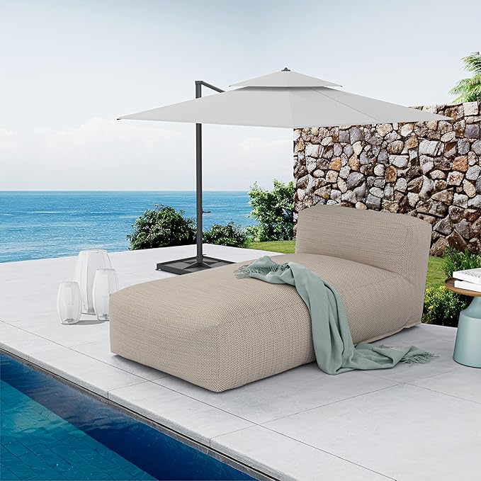 Outdoor Bean Bag Lounger Chair, Big Comfy Outdoor Daybed for Sunbathing and Tanning - Water-Resistant Patio Chaise and Pool Sun Lounger Furniture for Beach Deck (Spice Tan) SUNPEAK