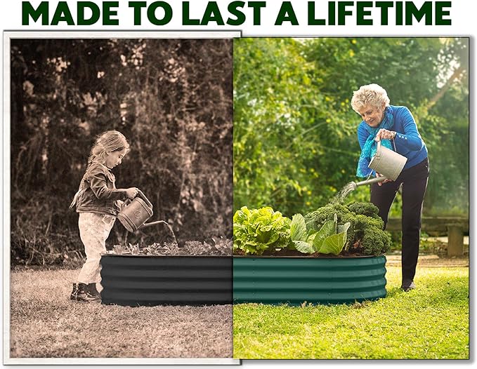 Plant & Plot Galvanized Raised Garden Beds Outdoor // 4×2×1 ft Planter Raised Beds for Gardening, Vegetables, Flowers // Large Metal Garden Box (Dark Green) // Patented Tool-Free Design PlantPlot