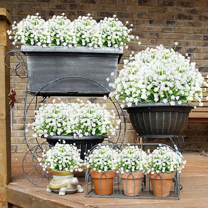 AGIRL 24 Bundles Artificial Flowers for Outdoor,No Fade Fake Plastic Flowers Faux Plants for Decoration Hanging Planters Indoor Outside Garden Porch Window Box Home Wedding Farmhouse AGIRL