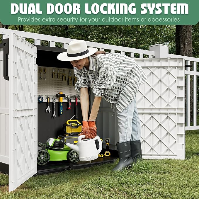 LHBcraft Outdoor Storage Cabinet 36 Cu Ft with Lockable Doors, Portable Horizontal Resin Storage Shed -Easy to Assemble, Waterproof Outdoor Storage Box for Backyards,Patios LHBcraft-US