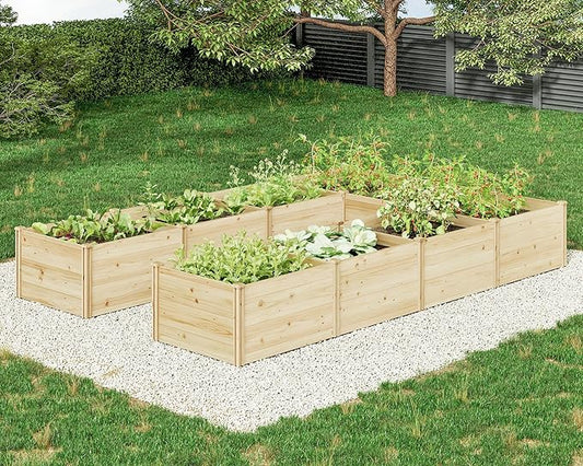 AMERLIFE U-Shaped Raised Garden Bed, 7.5Wx12Dx1.6H Outdoor Wooden Raised Garden Bed Planter with 19.6" Depth Planter Box AMERLIFE