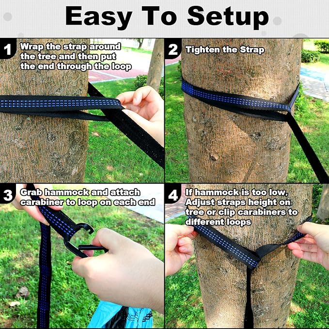 SZHLUX Camping Hammock Double & Single Portable Hammocks with 2 Tree Straps, Great for Hiking,Backpacking,Hunting,Outdoor,Beach,Camping,Black / Grey SZHLUX
