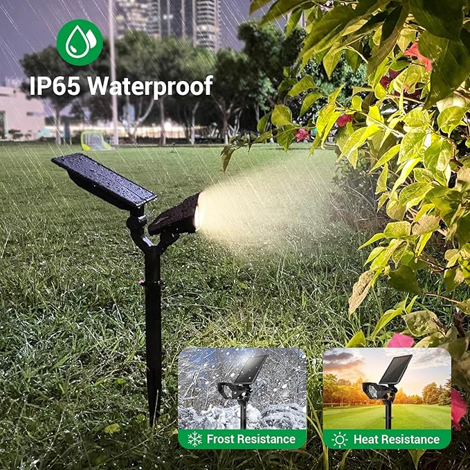 Solar Spotlights Outdoor, 4 Modes Solar Landscape Spot Light with Super Brightness LED, Panel & Light Adjustable, Solar Powered Security Lights IP65 Waterproof for Walkway Yard Garden, 2 Pack SZGMJIA