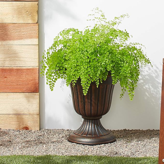 Arcadia Garden Products PL20CP Classic Traditional Plastic Urn Planter Indoor/Outdoor 10" x 12", Brushed Copper Rootora