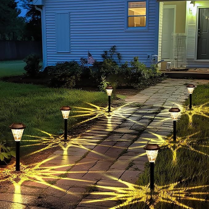 GIGALUMI 12 Pack Solar Lights Outdoor Waterproof, Outdoor Solar Lights for Yard, Solar Garden Lights, Yard Decorations Outdoor for Pathway, Patio, Garden, Driveway, Lawn, and Landscape(Warm White) GIGALUMI