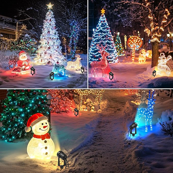 Banord RGBW Color Changing Outdoor Landscape Lighting, 8 Pack Low Voltage LED Outdoor Spotlight with Remote, IP65 Waterproof for Yard, Garden, Lawn Banord