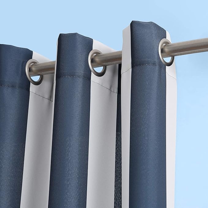 Sun Zero Valencia Cabana Stripe Indoor/Outdoor UV Protectant Energy Efficient Grommet Curtain Panel SunZero%E2%84%A2