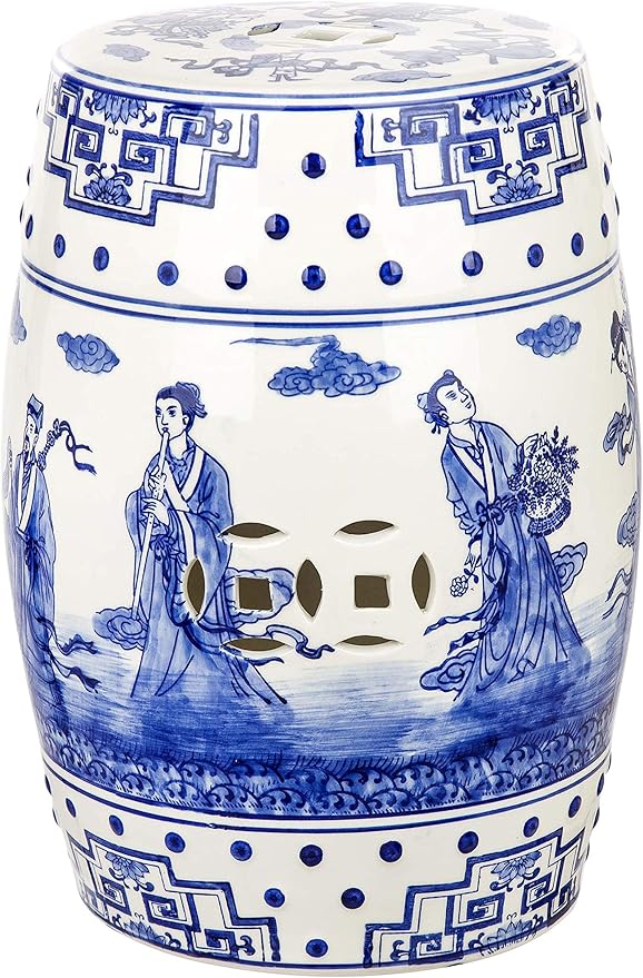 Safavieh Ocean Jewel Chinoiserie Ceramic Decorative Garden Stool, Blue SAFAVIEH