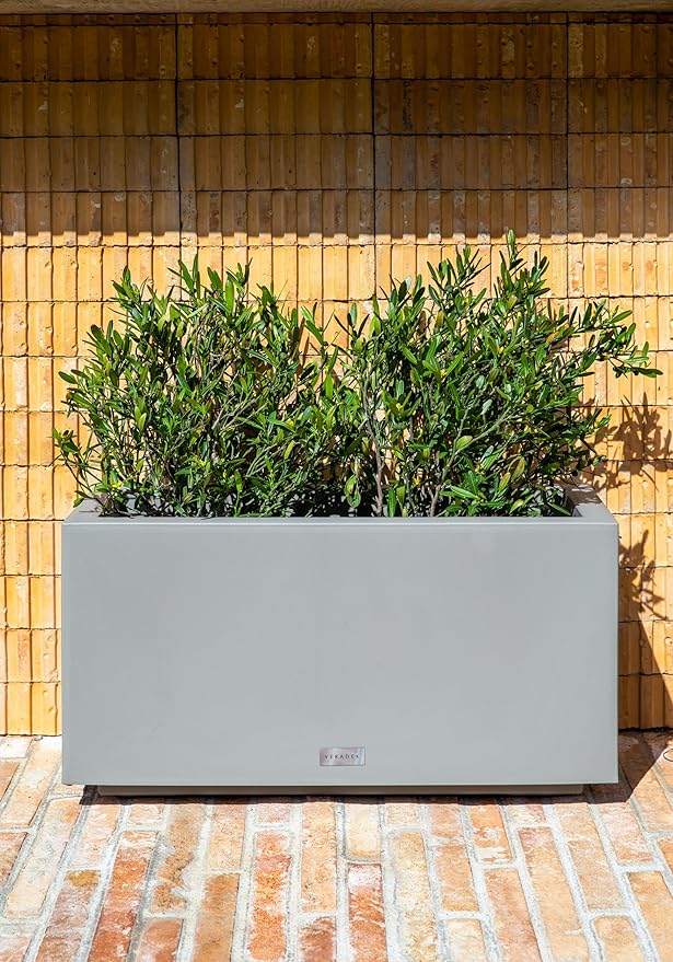 Veradek Block Series Long Box Planter - Large Rectangular Planter for Indoor or Outdoor Patio/Porch | Durable All-Weather Use with Drainage Holes | Modern Décor for Tall Plants, Flowers or Shrubs VeradekOutdoor