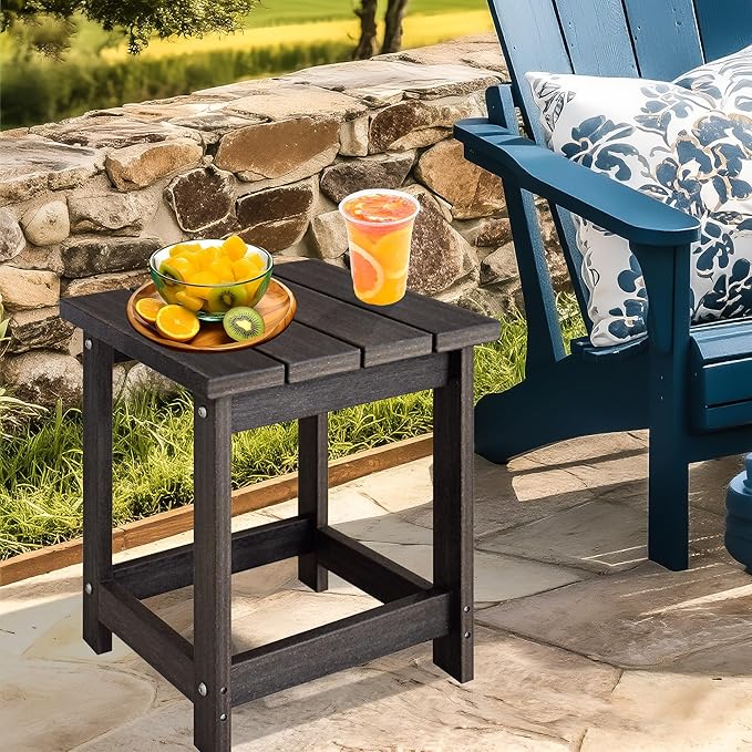 LZRS Adirondack Square Outdoor Side Table for Patio, Pool Composite Patio Table,HDPE End Tables for Backyard,Pool, Indoor Companion, Easy Maintenance & Weather Resistant(Brown Mixture) LZRSPET