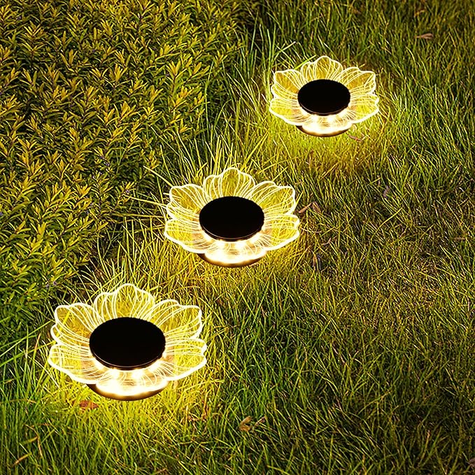 Roaming Acrylic Petal Bury Light 3-Pack Suitable for Gardens, Courtyards, Terraces, Corridors, Alleys, and Pedestrian Walkways (Petal) RoamingLight