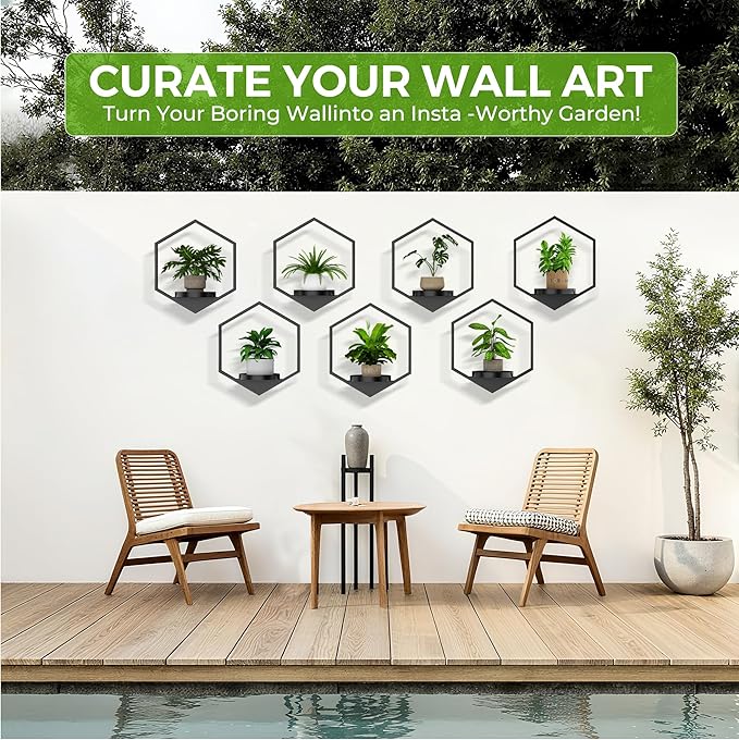 Wall Planters for Indoor Plants 7 Pack, Plant Frames Wall Decor Living Room Plant Stand Hanging Wall Plants Holder to Hold Large Pots Wall Plant Hanger Window Plant Shelves for Outdoor Entryway DEMEGA