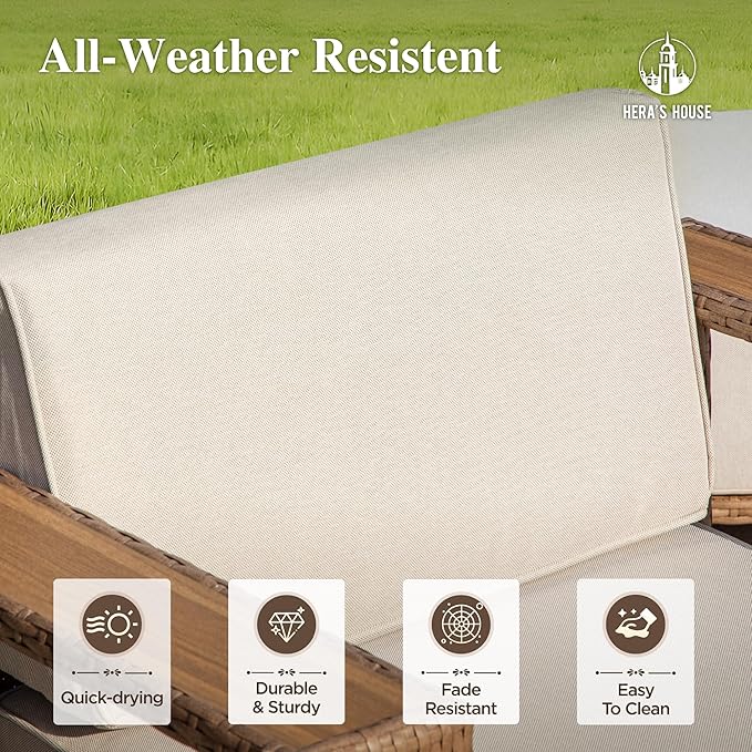 HERA'S HOUSE Patio Furniture Set, 4 Pieces Sectional Outdoor Rattan Wicker Sofa, All Weather Patio Conversation Set with 10" Ultra Thick Comfy Sponge Cushion,5.3" Widened Armrest,Patio Couch HERASHOUSE