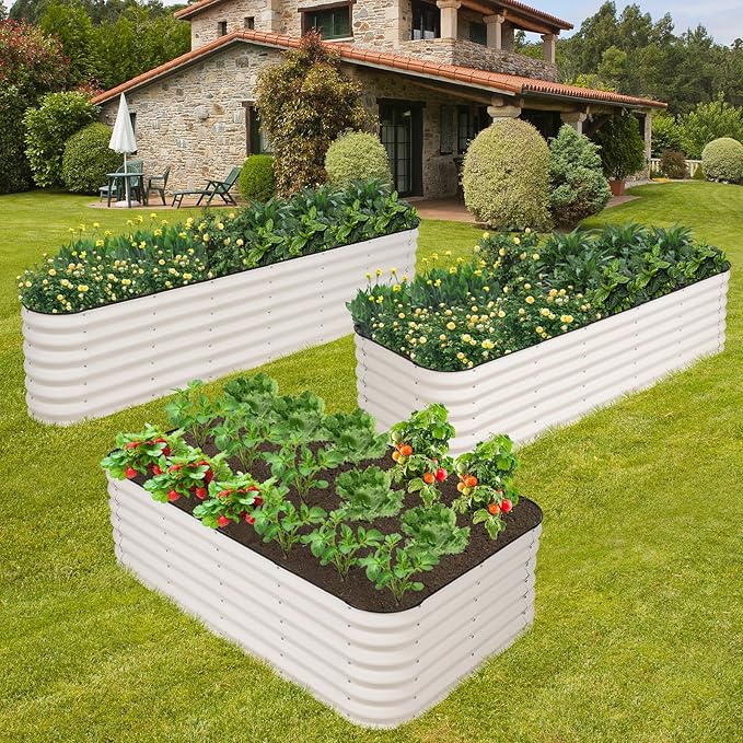GoCampDriect 4 in 1 Raised Garden Bed - 5x3x1.4ft Galvanized Raised Garden Boxes Outdoor Corrosion Resistant | Variable Shape 6x2x1.4ft Metal Raised Garden Beds for Planting Vegetable, Fruits,Flower GoCampDirect