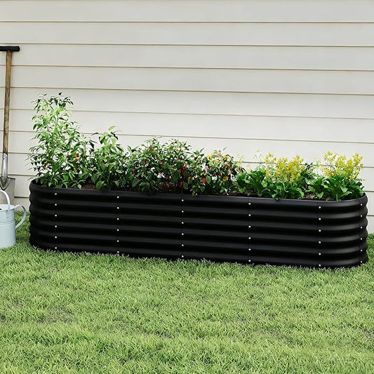 Galvanized Raised Garden Bed, Outdoor Planter Bed, Metal Planter Box for Gardening and Planting,8x2x1.5ft, Light Green Besebay